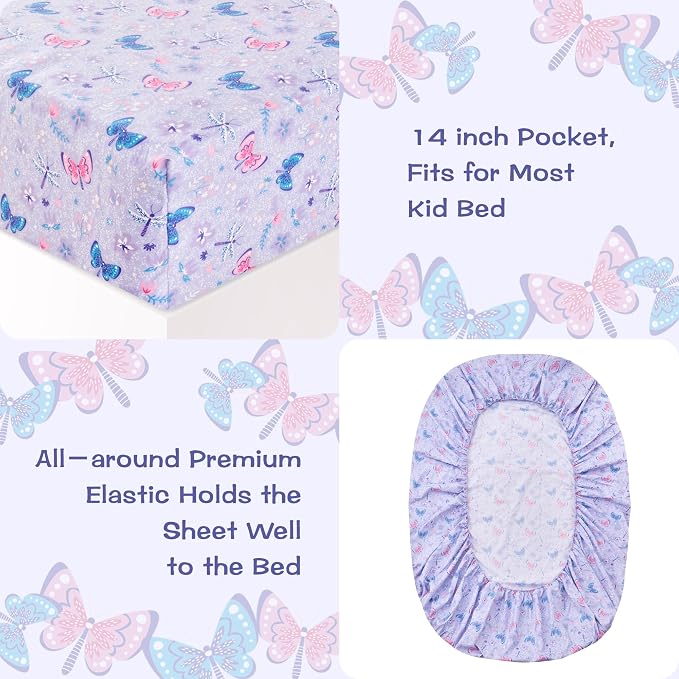 lasoftan Kids Sheet Set Full Size, Girls Full Sheet Set - Image 4