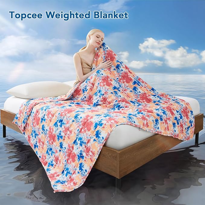 Topcee Weighted Blanket for Adults Twin Size Soft Cooling Heavy Blanket Sleeping - Image 2