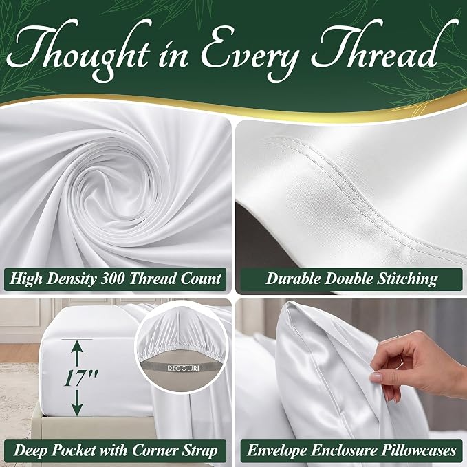 DECOLURE 100% Viscose Derived from Bamboo Sheets Queen Size - Image 4