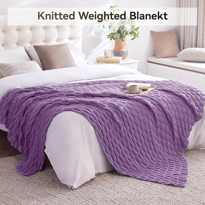 Knitted Weighted Blanket for Adult, No Beads Heavy Blanket 50” x 60'' 10lbs - Image 6