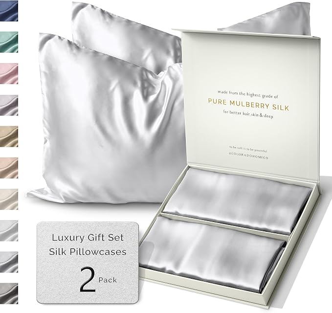 Colorado Home Co 100% Mulberry Silk Pillowcase Set of 2, King Size, 22 Momme 6A by ColoradoHomeCo
