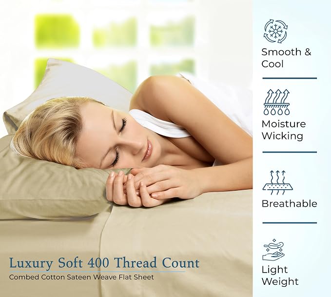 Royale Linen 400 Thread Count 100% American Grown Cotton Flat Sheet - Image 5