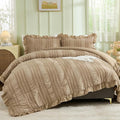 WONGS BEDDING Khaki Comforter Set Queen, 3 Pieces Ruffle Farmhouse Shabby Chic by WONGSBEDDING