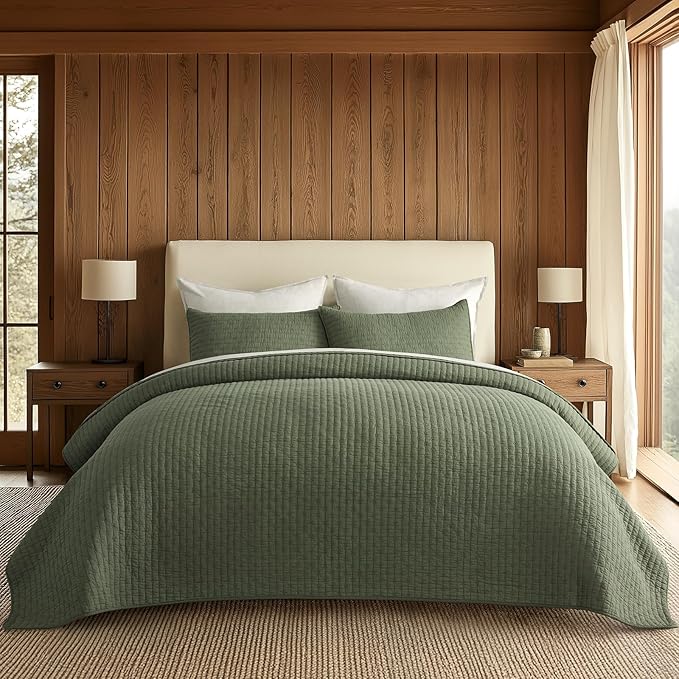 EVERGRACE Cross Stitch Pre-Washed Cotton Quilt Bedding Set King Size, Oversized by EVERGRACEHOME