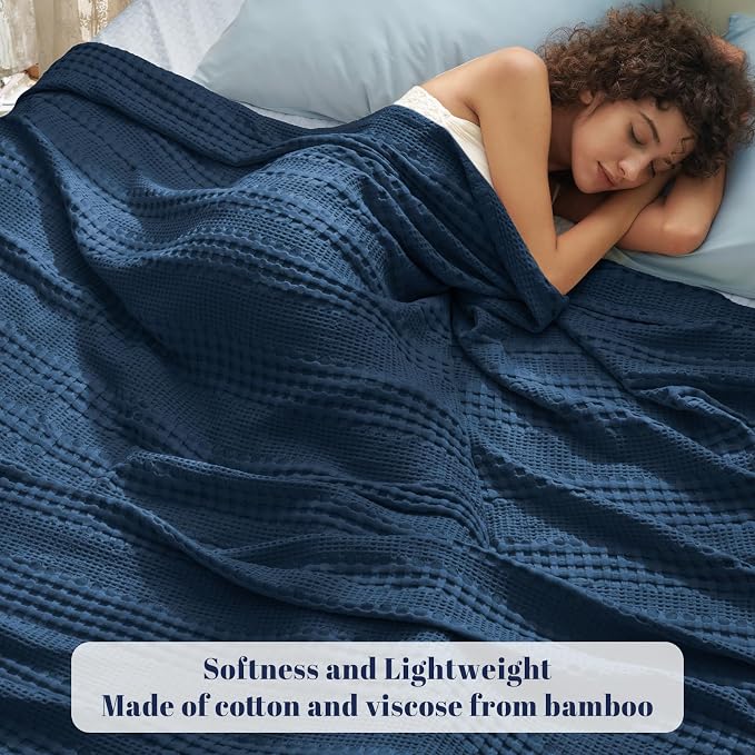 PHF Cooling Waffle Blanket King Size, Lightweight 60% Rayon from Bamboo & 40% - Image 2