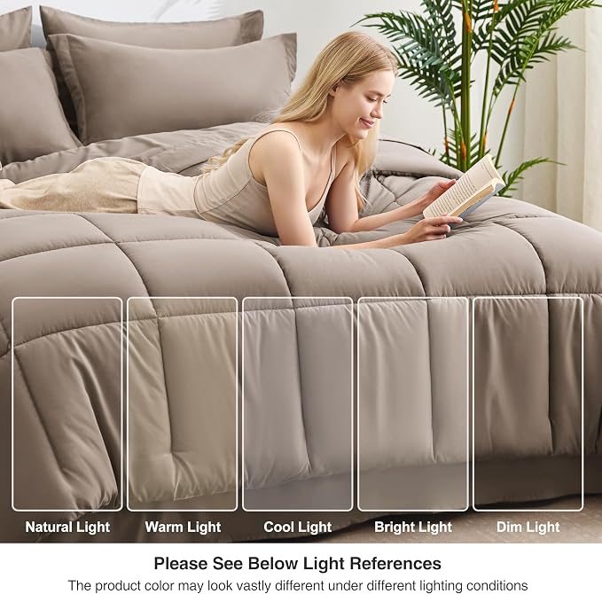 Love's cabin Twin XL Comforter Set Light Brown, 5 Pieces Twin XL Bed in a Bag - Image 7