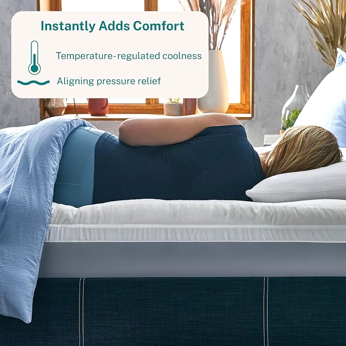 Sleep Innovations Cooling Comfort Gel Memory Foam Dual Layer Mattress Topper - Image 2