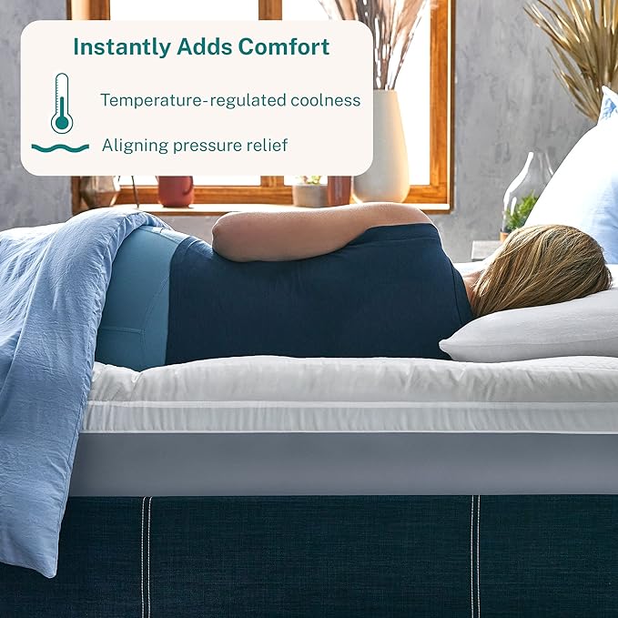 Sleep Innovations Cooling Comfort Gel Memory Foam Dual Layer Mattress Topper - Image 2