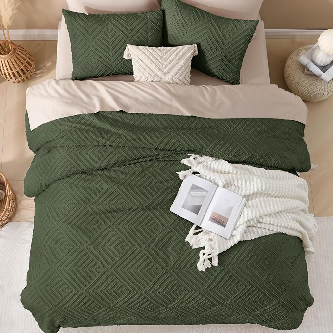 Andency Olive Green California King Comforter Set, 3 Pieces Boho Men Bedding - Image 7