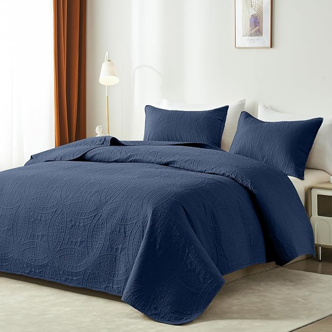 akkialla Navy Full/Queen Quilt Set, Ultrasonic Lightweight Bedspread Coverlet - Image 2
