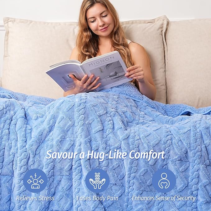 Wemore Weighted Blanket for Adults Queen Size 15 lbs, Dual Sided Soft Fuzzy - Image 3