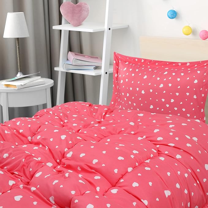 Utopia Bedding Heart Pink Kids Comforter Set - Image 4