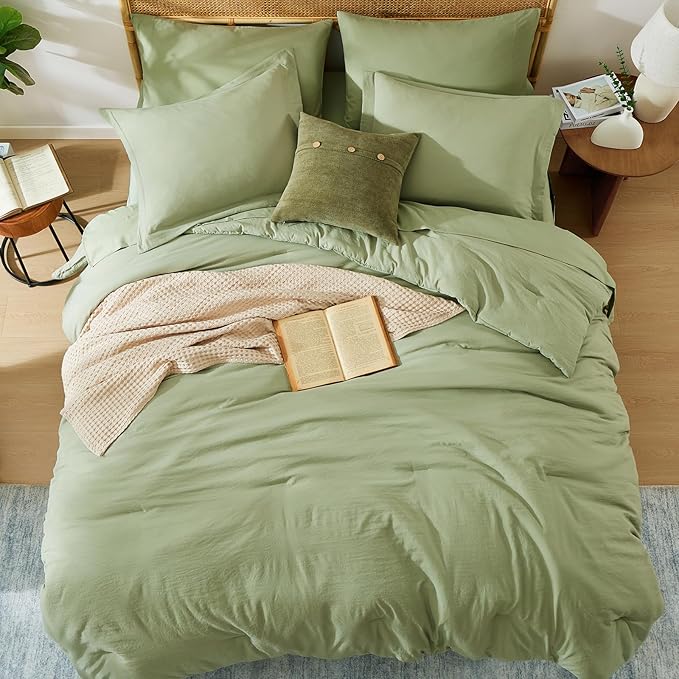 WRENSONGE Full Size Comforter Set- 7 Pieces Sage Green Bed in a Bag Full Size - Image 2