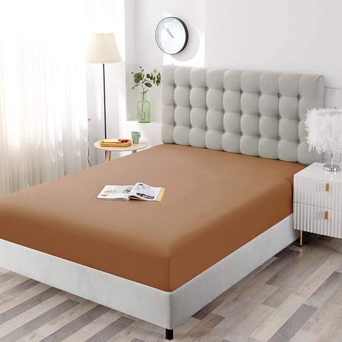Sfoothome Mocha Fitted Sheet, 14 Inch Deep Pocket, Microfiber Sheets, Queen Size - Image 2