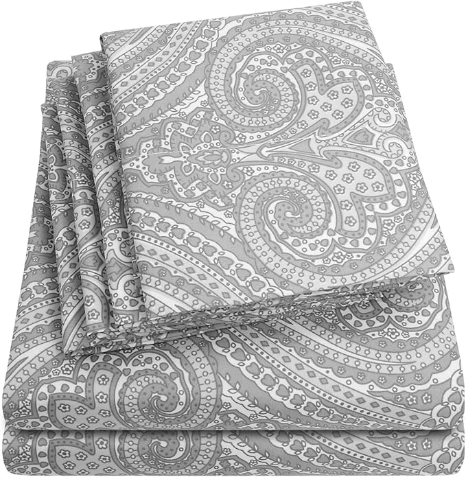 Queen Sheets Paisley Grey by SweetHomeCollection