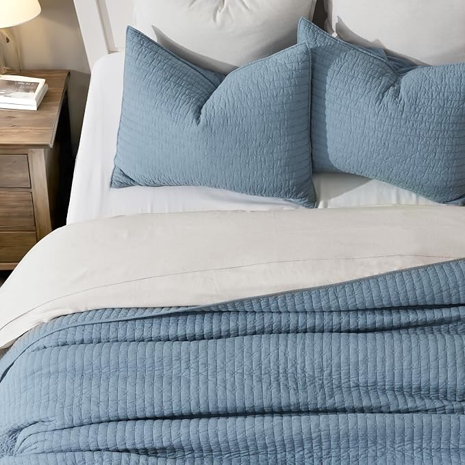 EVERGRACE x Kinsey Walsh Cross Stitch Pre-Washed Cotton Quilt Bedding Set King - Image 5