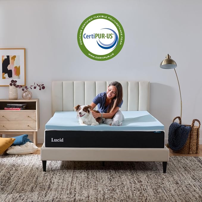 Lucid 2 Inch Memory Foam Mattress Topper, King Size – Cooling Gel Bed Topper – - Image 5