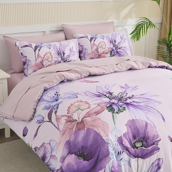 Yogeneg King Size Comforter Set 7 Piece Bed in a Bag, Elegant Floral Botanical - Image 2