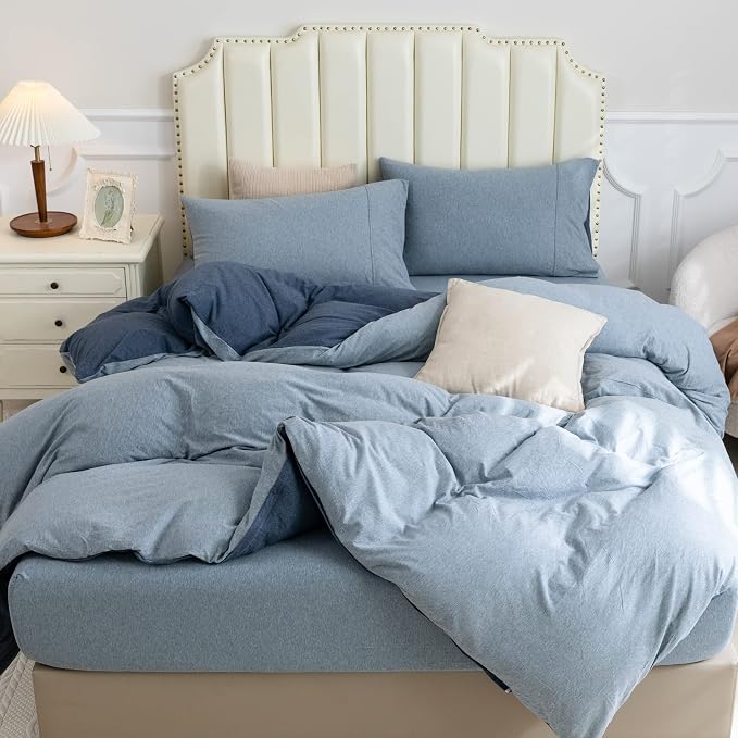 PURE ERA Jersey Knit Duvet Cover Set 100% T-Shirt Cotton Super Soft Comfy 3pc by PUREERA