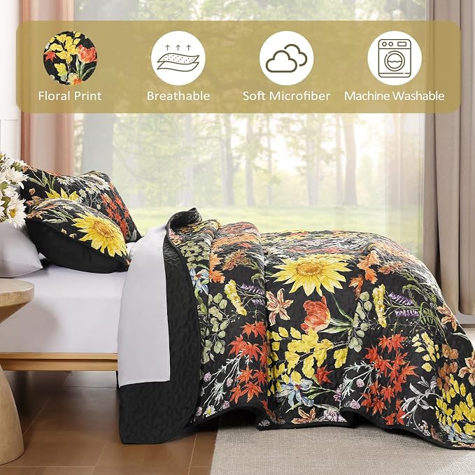 Yiran Quilt King Size, 3 Pieces Spring Summer Soft Lightweight Microfiber - Image 6