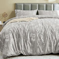 MUXHOMO Duvet Cover Full Size, Reversible Floral Silver Gray Duvet Cover Set by MUXHOMO