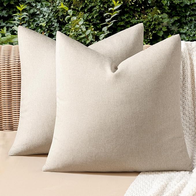 MIULEE Pack of 2 Decorative Outdoor Solid Waterproof Throw Pillow Covers Faux by MIULEE