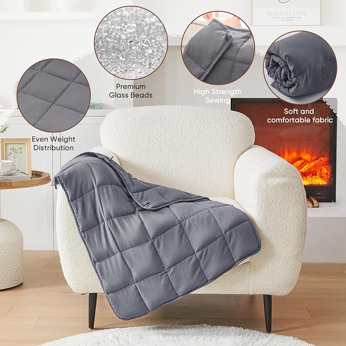 Weighted Lap Blanket for Adults 5lbs, Portable Travel Weighted Blankets - Image 7