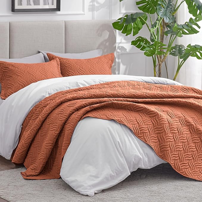 Love's cabin Twin Quilt Bedding Set Umber Bedspreads - Image 2