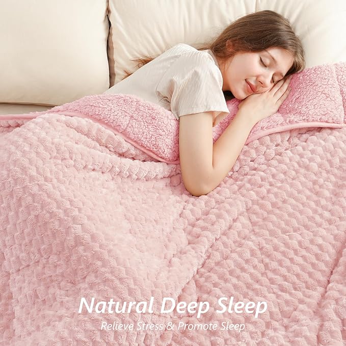 Mr. Sandman Weighted Blankets for Adults Queen Size 20lbs, Warm Sherpa Fleece - Image 3