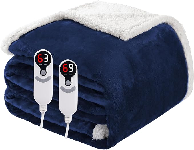 Electric Heated Blanket Queen Size 84"x90", Soft Flannel by Soypipo