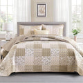 Mybedsoul Beige Boho Quilt Set Queen Size, 3 Pieces Plaid Floral Bedspread Set by Mybedsoul
