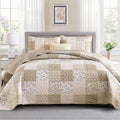 Mybedsoul Beige Boho Quilt Set King Size, 3 Pieces Plaid Floral Bedspread Set by Mybedsoul