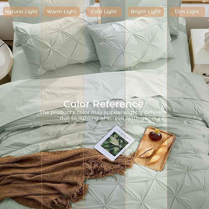 Sasttie King Size Comforter Set, 7-Piece Bed in a Bag, Pintuck Bedding Sets - Image 8