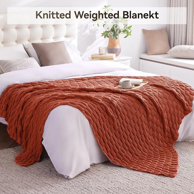Knitted Weighted Blanket Adult, No Beads Heavy Blanket 60” x 80'' 12lbs - Image 6