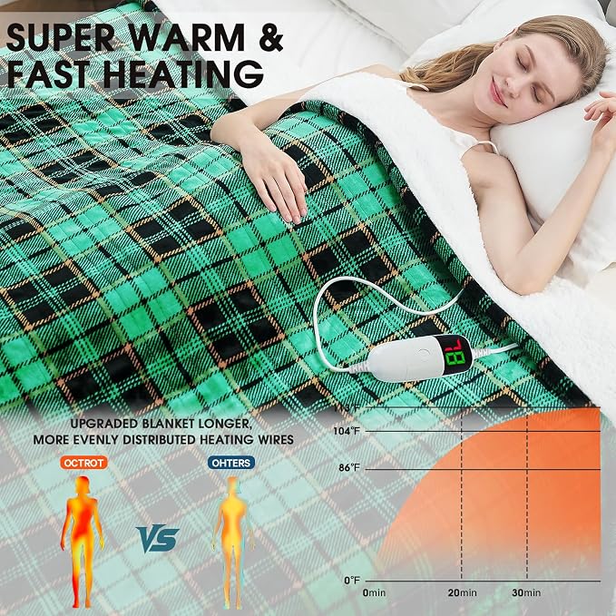 OCTROT Heated Blanket Electric Full Size 72X84, Heating Throw - Image 2