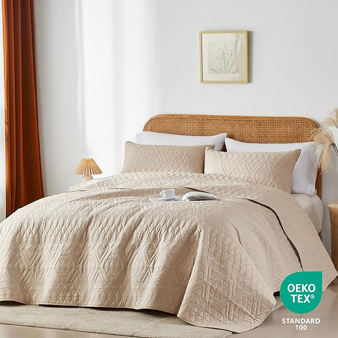 akkialla Twin Size Quilt Bedding Set, Modern Style Geoetric Pattern Coverlet Set - Image 2