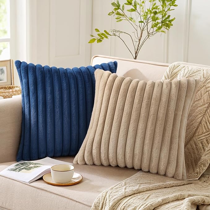 Pallene Faux Fur Plush Throw Pillow Covers 22x22 Set of 2, Luxury Soft Fluffy - Image 5