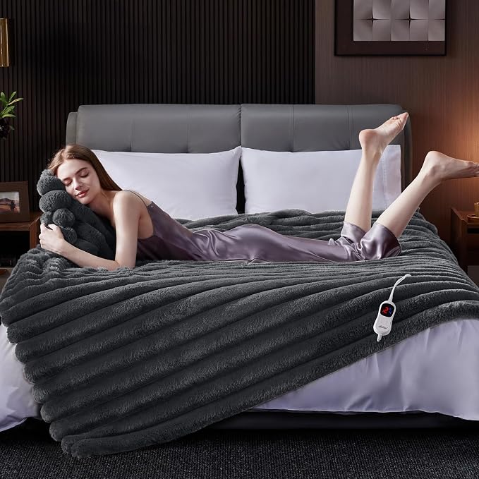 Heated Throw Blanket, Faux Fur Cozy Heating Blanket - Image 5