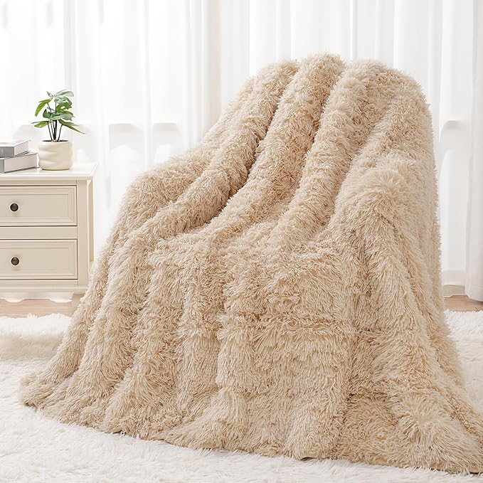 Wemore Shaggy Long Fur Faux Fur Weighted Blanket, Cozy and Plush Sherpa Long by WemoreDirect