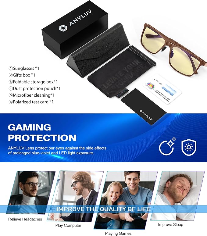 ANYLUV Blue Light Glasses Men, Relieve Eyestrain and Eye Protection, Al-Mg - Image 7