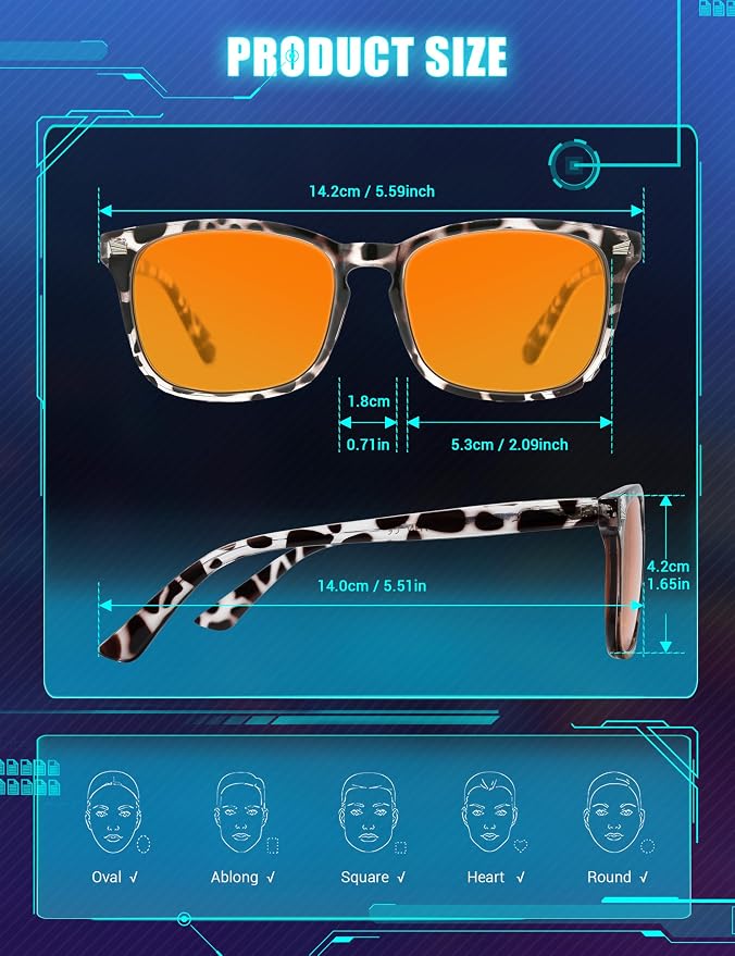 TIJN Blue Light Blocking Glasses Dual AR Coatings Amber Orange Lens - Image 7