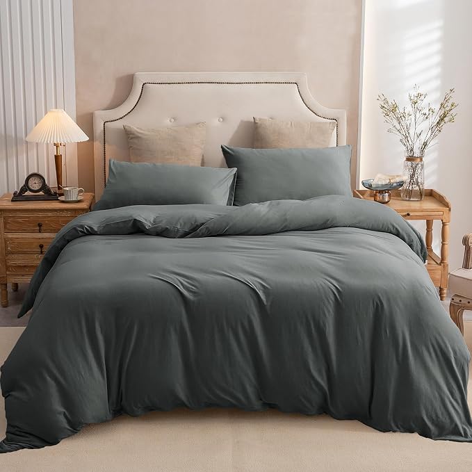 PURE ERA Jersey Knit Duvet Cover Set 100% T-Shirt Cotton Super Soft Comfy 3pc - Image 6