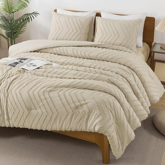 Andency Light Khaki California King Comforter Set, Boho Cal King Soft Warm - Image 5