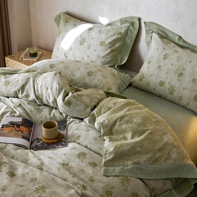 mixinni Yarn-Dyed Jacquard Duvet Cover King, Soft Breathable Double Layer Gauze - Image 9