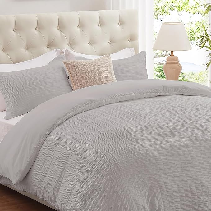 Cozyide Light Grey Duvet Cover Queen, 3 Pieces Bedding Duvet Covers, Soft by cozyide