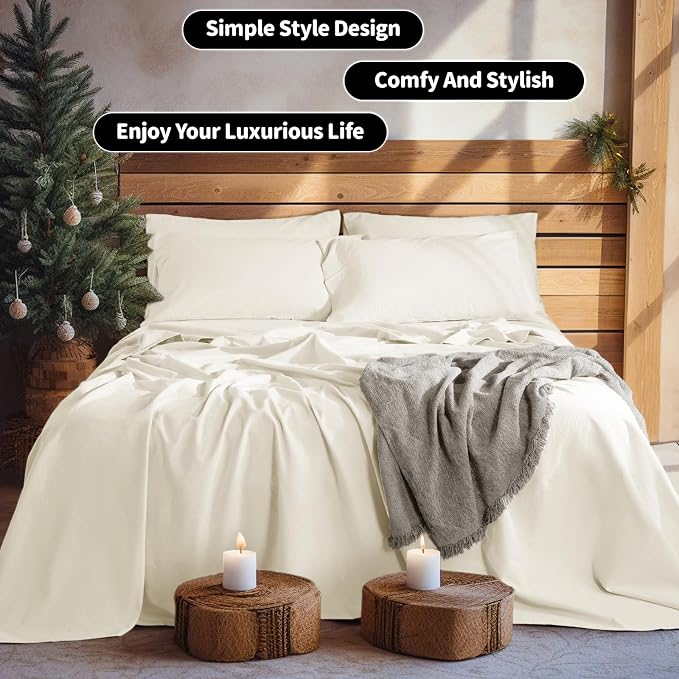 LBRO2M 100% Pure Linen Sheet Set Deep Pocket Up to 16" Bed Sheets Sets - Image 8