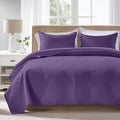 FLYMME Quilts Queen Size, Lightweight Purple Bedspreads, Basket Weave Pattern by FLYMME
