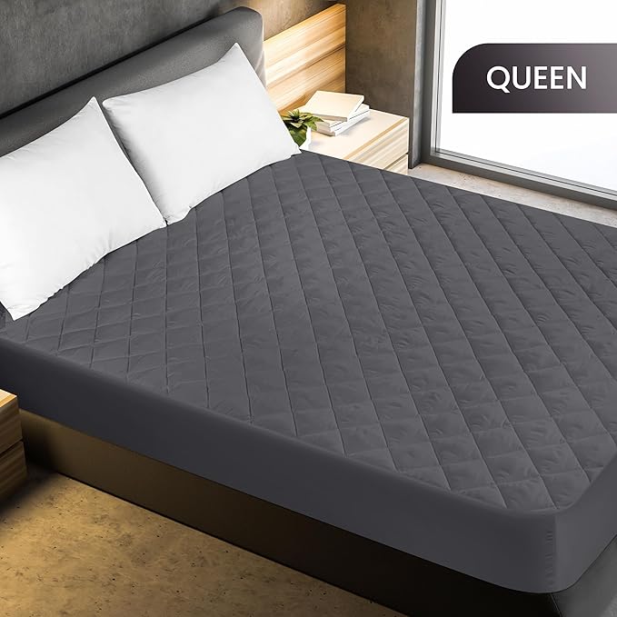 Utopia Bedding Quilted Fitted Mattress Pad, Queen Size, Elastic Fitted Mattress - Image 2