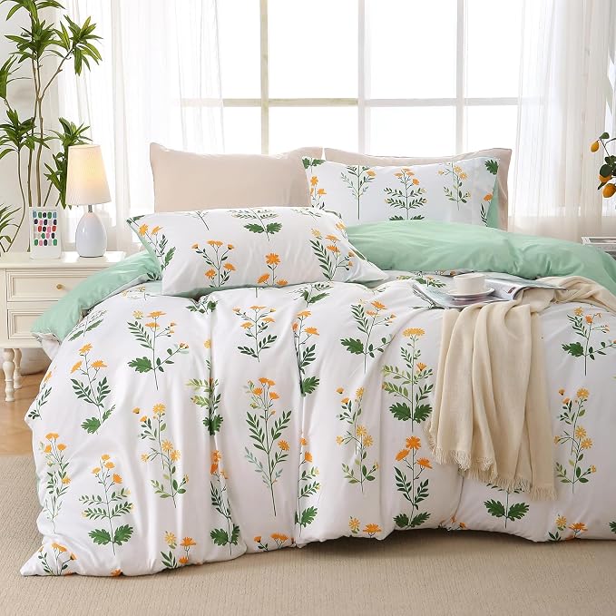 Duvet Cover King Size, Reversible Floral Vintage Duvet Cover Set by MUXHOMO