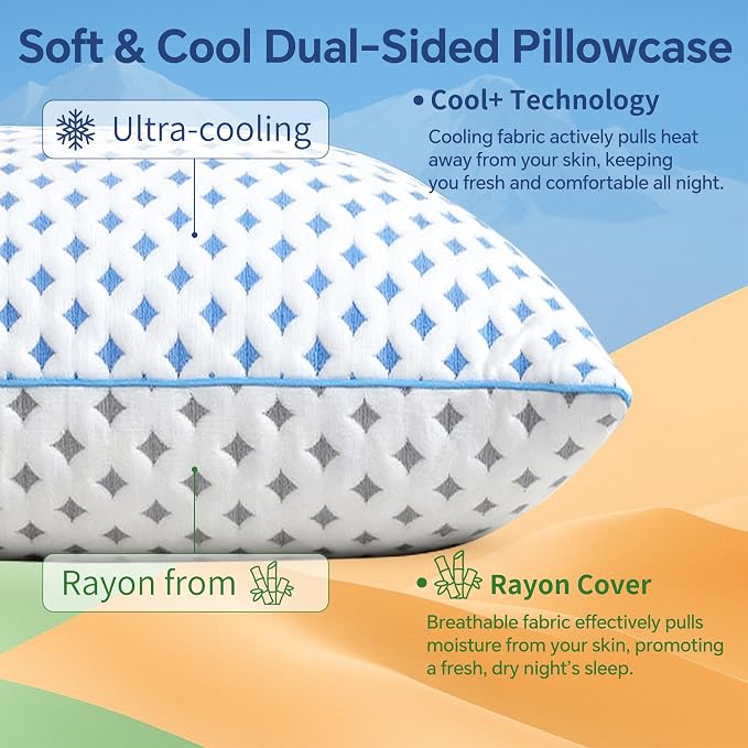 Memory Foam Pillow – Adjustable Loft Cooling Pillow Standard Size 1 Pack - Image 3